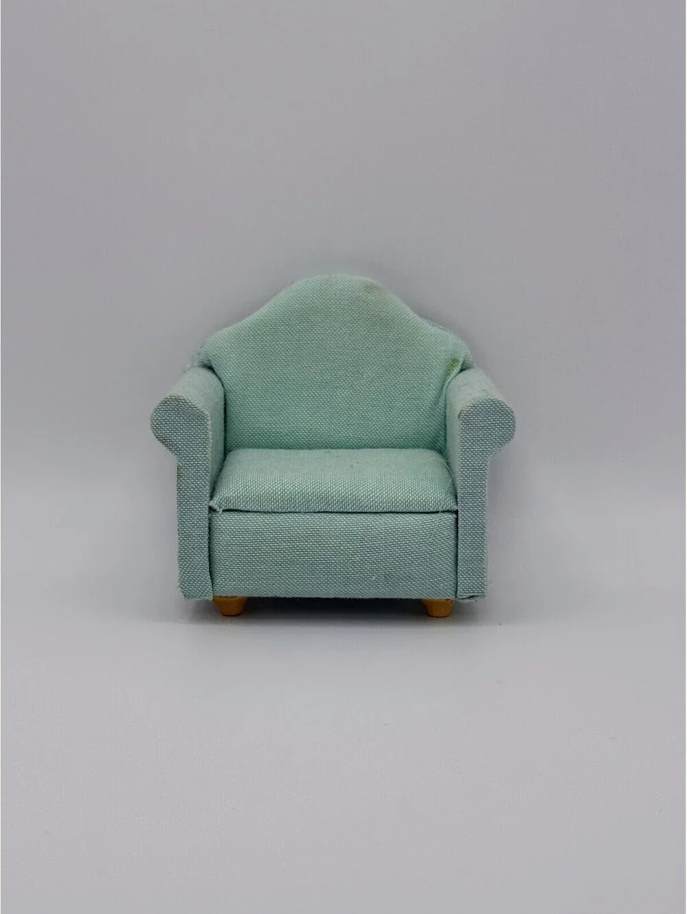 1:12 Scale Dollhouse Miniature Armchair Mint Green Upholstered Wooden Legs